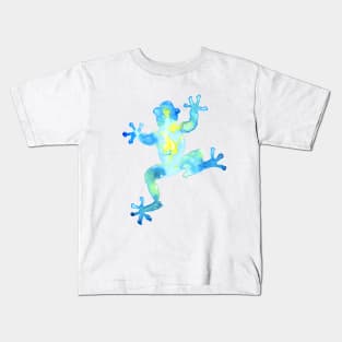 Blue Watercolor Frog Kids T-Shirt